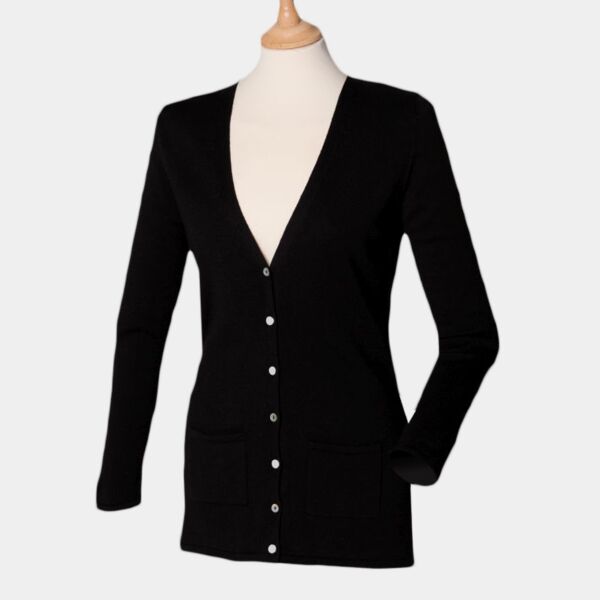 Henbury Ladies Cotton Acrylic V Neck Cardigan Thumbnail