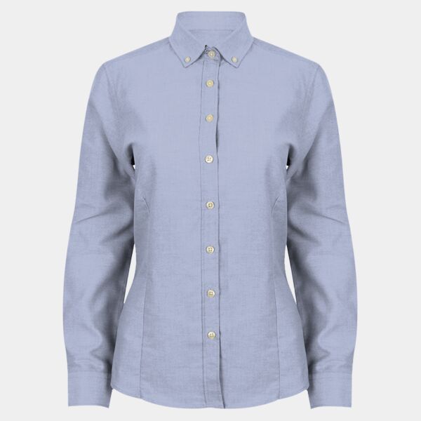 Henbury Ladies Modern Long Sleeve Regular Fit Oxford Shirt Thumbnail
